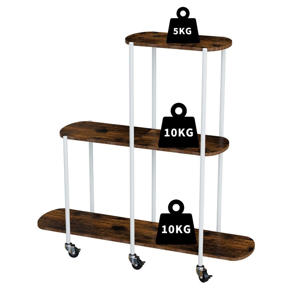 Plant Stand with Wheels Indoor Outdoor Flower Rack Display