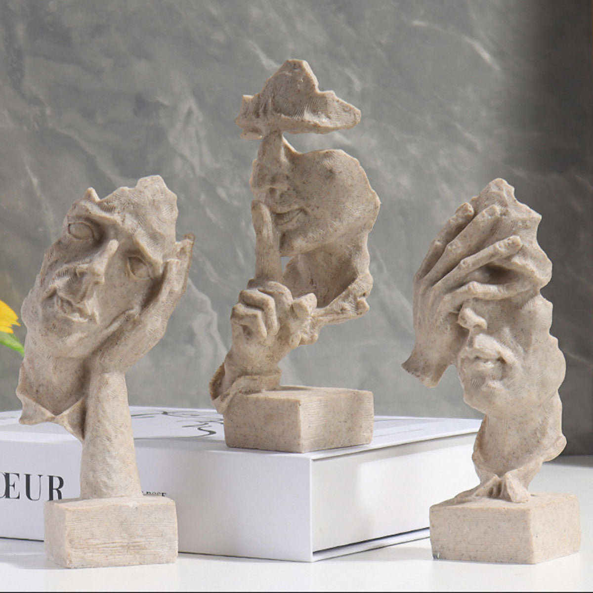 Resin Sculpture 3pcs Modern Office Desktop Art Decor Ornament Home Decoration