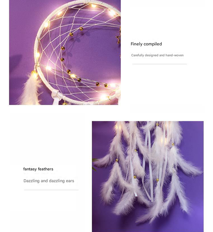 Light Yellow With light 2 PCS Mystic Moon Dreamcatcher Wind Chime Pendant - Elegant Lunar Design with Soothing Tones