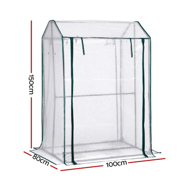 Green Fingers Mini Greenhouse PE Cover Green House Roll-Up Zippered Door 1.0x0.8x1.5M