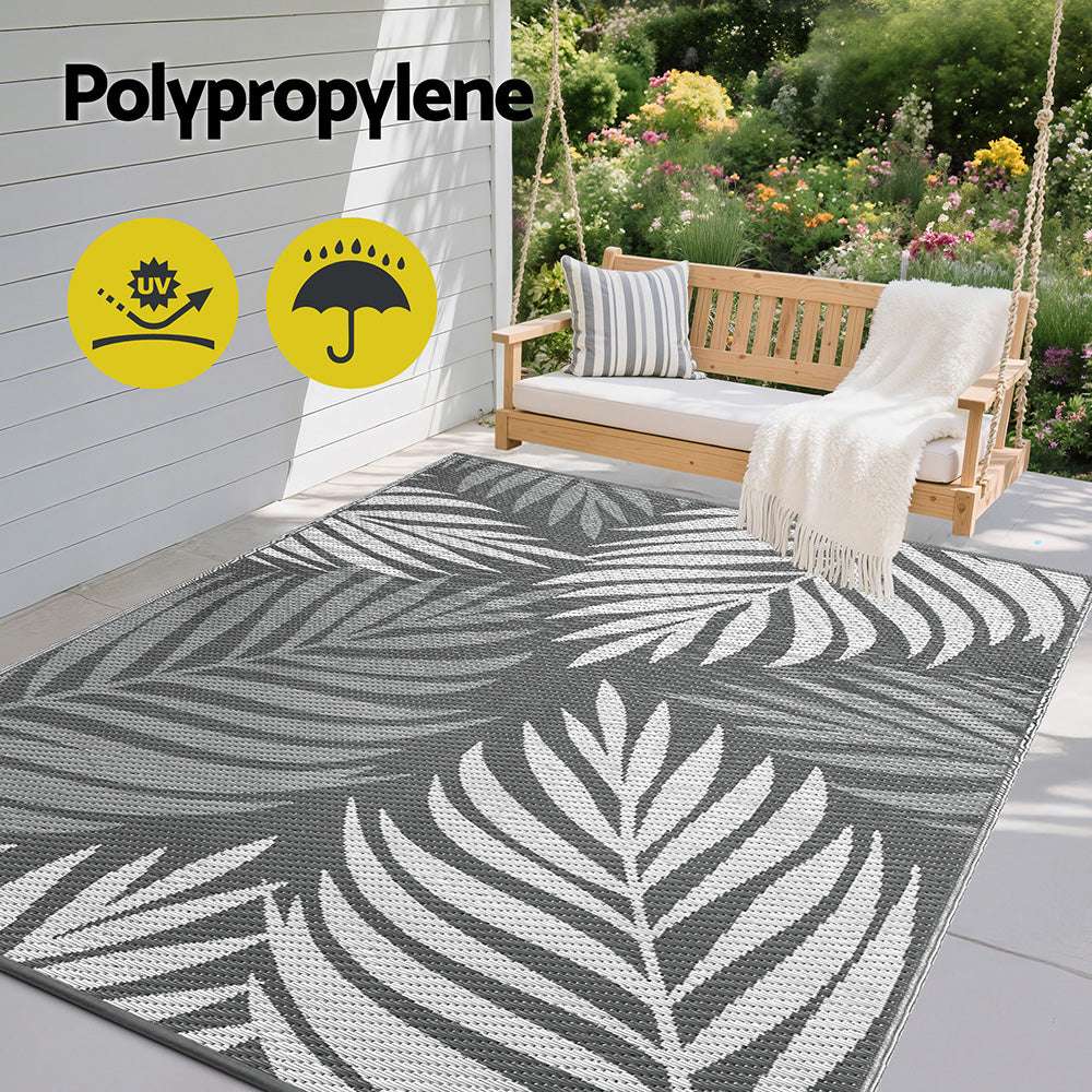 Gardeon Outdoor Rugs 152x244cm Large Carpet Reversible Area Mat PP Dual-Sided Patio Rug Leaf