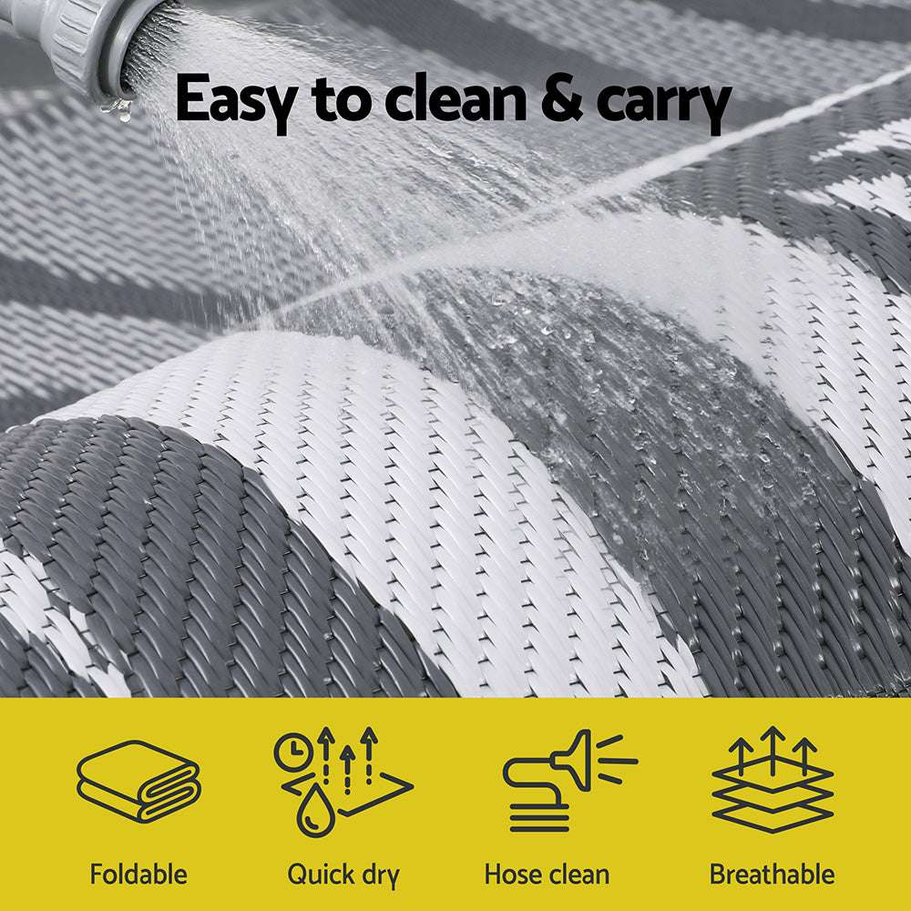 Gardeon Outdoor Rugs 152x244cm Large Carpet Reversible Area Mat PP Dual-Sided Patio Rug Leaf