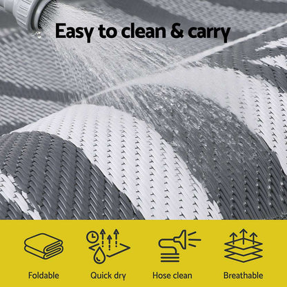 Gardeon Outdoor Rugs 152x244cm Large Carpet Reversible Area Mat PP Dual-Sided Patio Rug Leaf