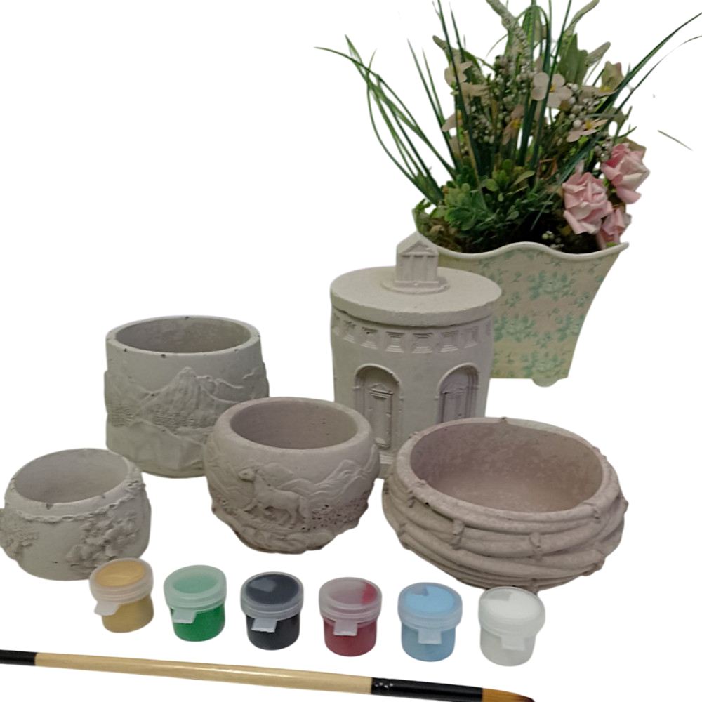 Mixed, hand-made succulent planters x 5