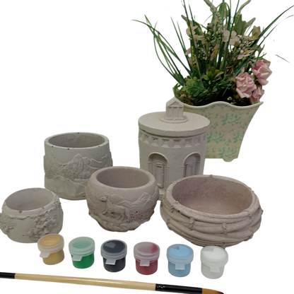 Mixed, hand-made succulent planters x 5