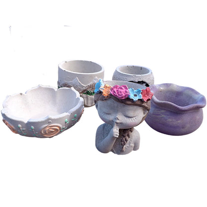 Mixed, hand-made succulent planters x 5