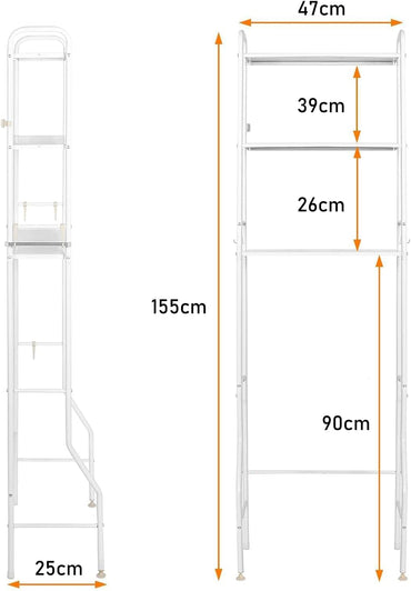 CARLA HOME 3-Tier Over The Toilet Storage Rack with Hooks & Paper Holder for Bathroom & Laundry Room