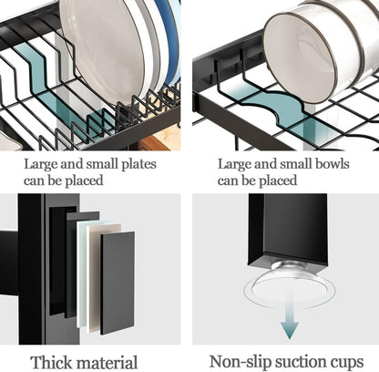 CARLA HOME Adjustable Over the Sink Dish Drying Rack with Utensil Holder, Hooks & Cutting Board Rack for Kitchen Counter Storage