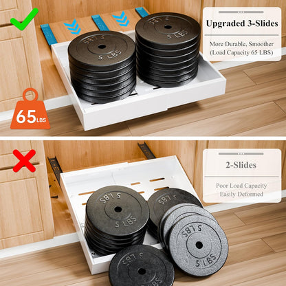 CARLA HOME 2 Pack Pull Out Cabinet Organizer Expandable for Cabinets with Adjustable Slide Out Shelves and Easy Installation (White)