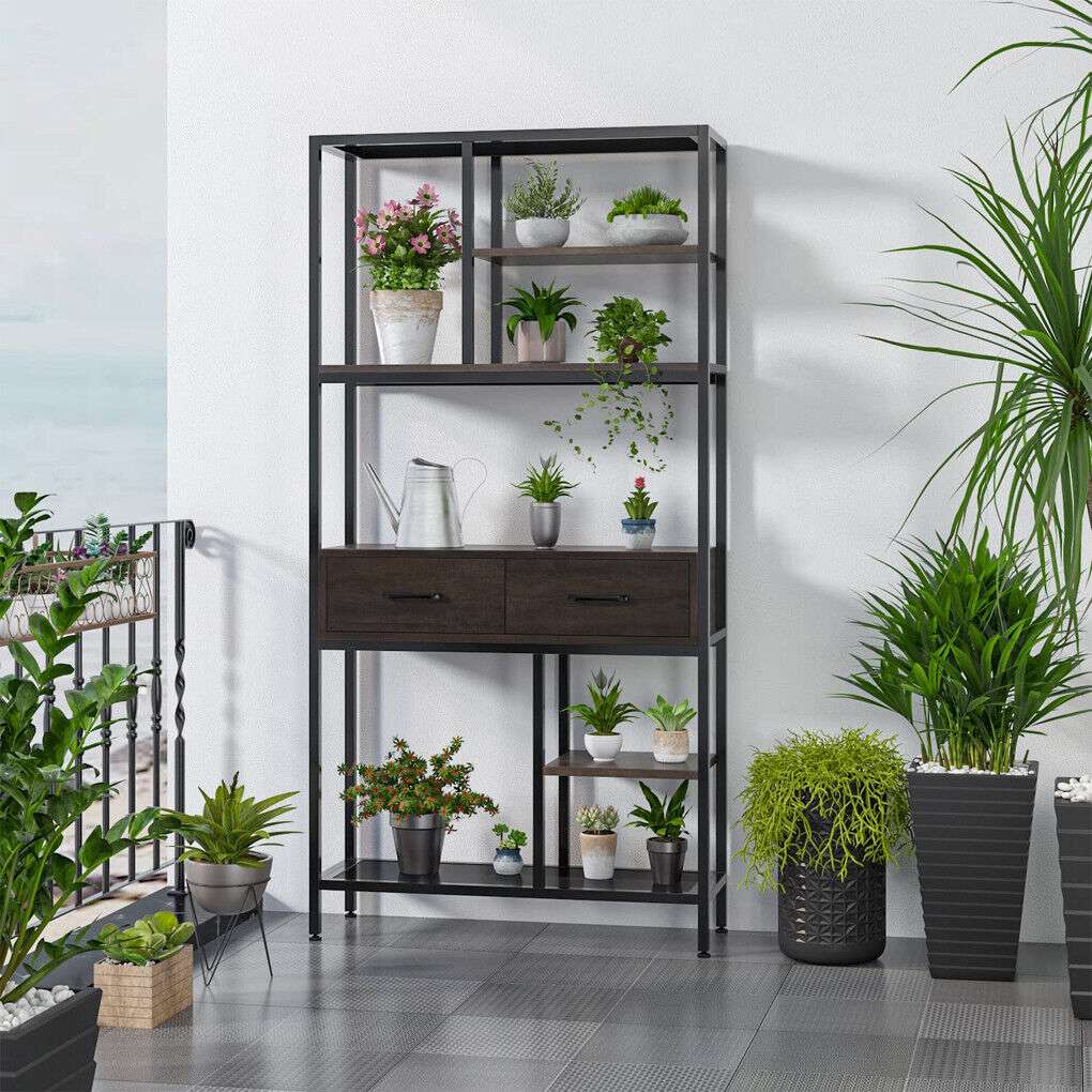 Rustic Accent Bookshelf 90CM Wide Plant Display Rack