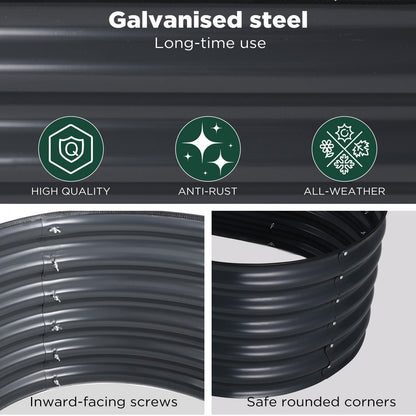 Oval Raised Garden Bed Galvanised Steel 240x80x42cm Planter