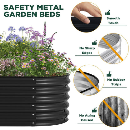 Oval Raised Garden Bed Galvanised Steel 240x80x42cm Planter