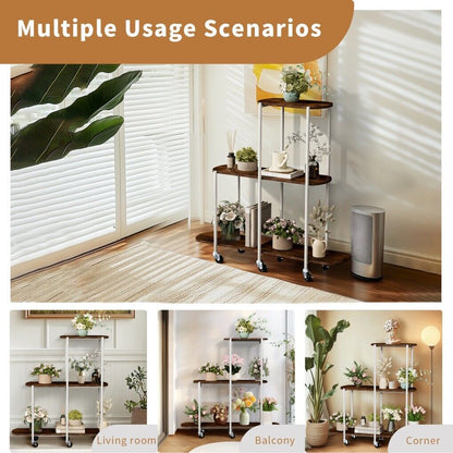 Plant Stand with Wheels Indoor Outdoor Flower Rack Display