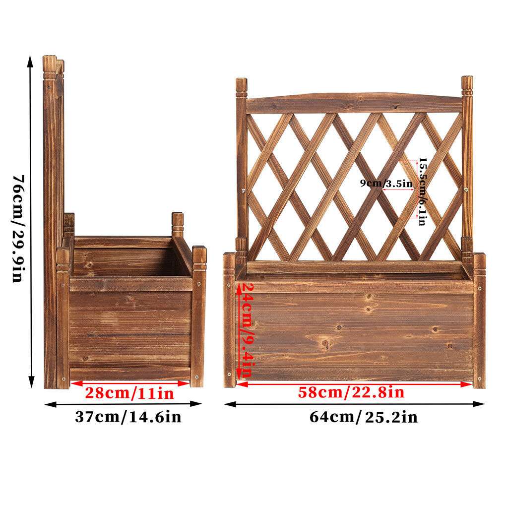 Elevated Small Wooden Planter Box 64x37x76cm with Trellis