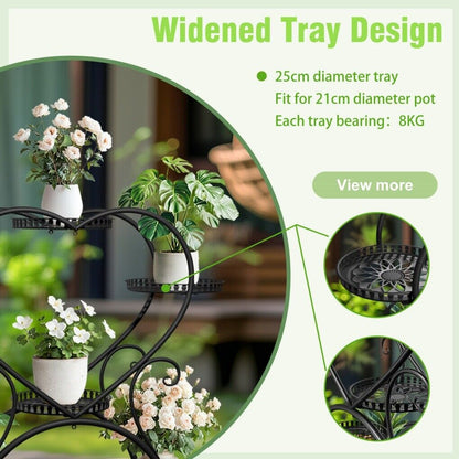 Rolling Metal Plant Stand Indoor Outdoor Garden Display Shelf