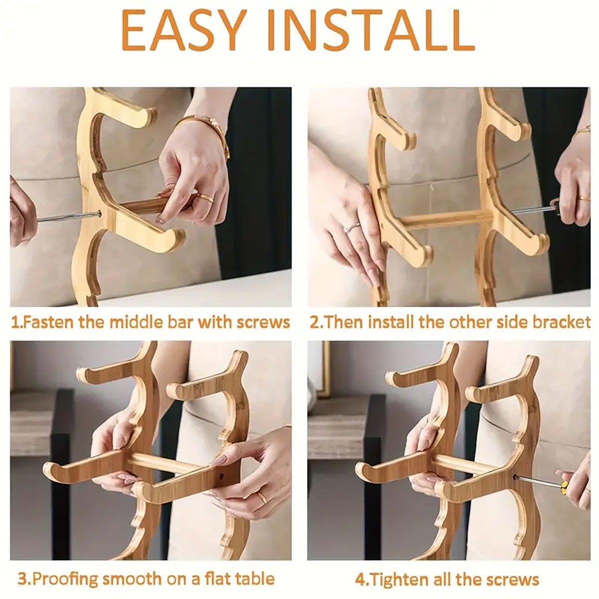 Modern Multi-layer Bamboo Fruit Snack Plate Rack Creative Living Room Plate Rack - Beige