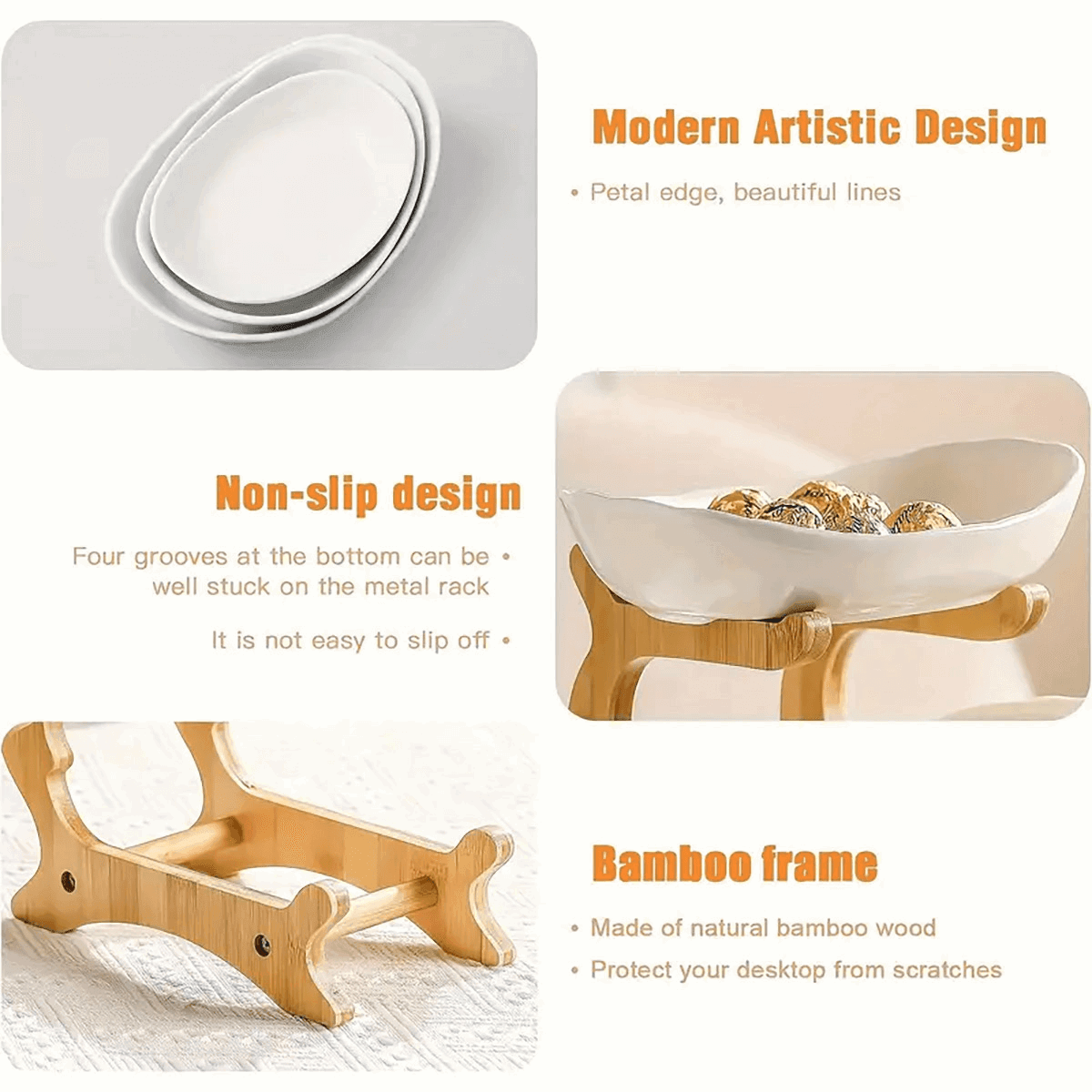 Modern Multi-layer Bamboo Fruit Snack Plate Rack Creative Living Room Plate Rack - Beige