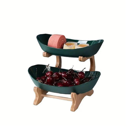 Modern Multi-layer Bamboo Fruit Snack Plate Rack Creative Living Room Plate Rack - Beige