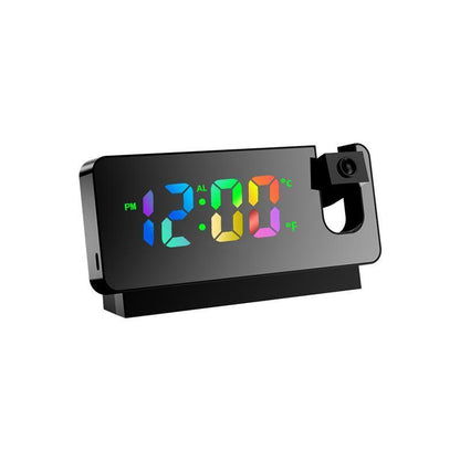 LED Digital Smart Alarm Clock Projection Temperature Time Projector LCD Display - Black