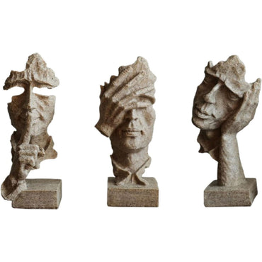 Resin Sculpture 3pcs Modern Office Desktop Art Decor Ornament Home Decoration