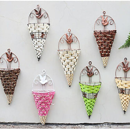 Rustic Hanging Rattan Vase for Farmhouse Decor