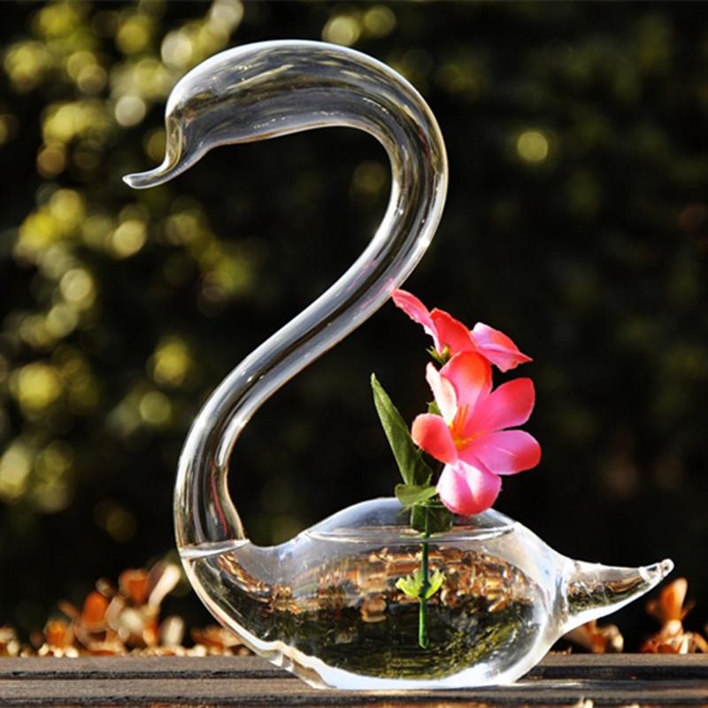 Swan Flower Vases - Home Decor Wedding Gifts Glass Crafts