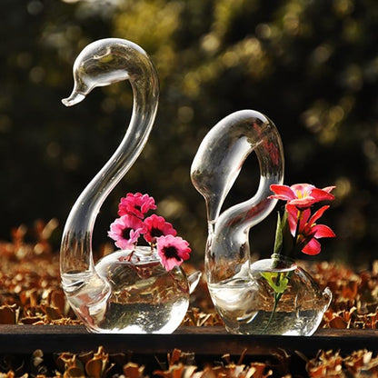 Swan Flower Vases - Home Decor Wedding Gifts Glass Crafts