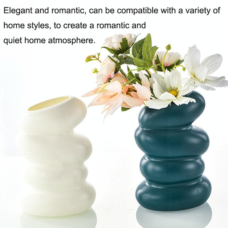 Imitation Glaze Porcelain Spiral Vase for Wet & Dry Flower Arrangements - White