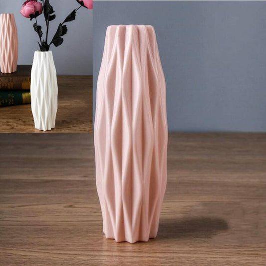Set of 3 Creative Plastic Camellia Vases for Wet and Dry Decor - Pink