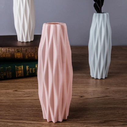 Set of 3 Creative Plastic Camellia Vases for Wet and Dry Decor - Pink