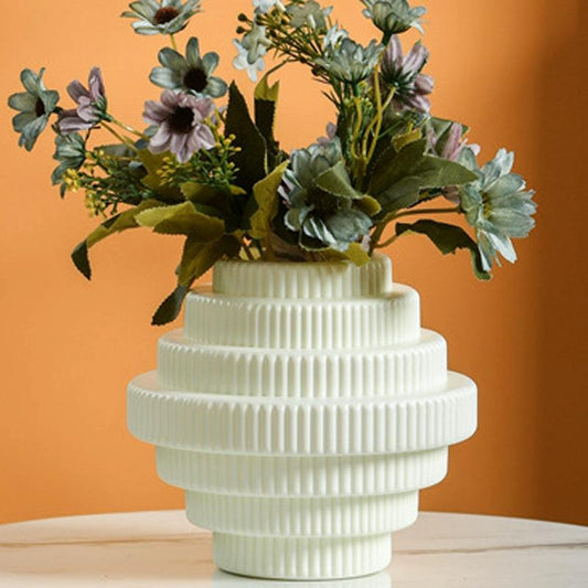 Imitation Porcelain Flower Pot for Wet and Dry Arrangements - Milk White