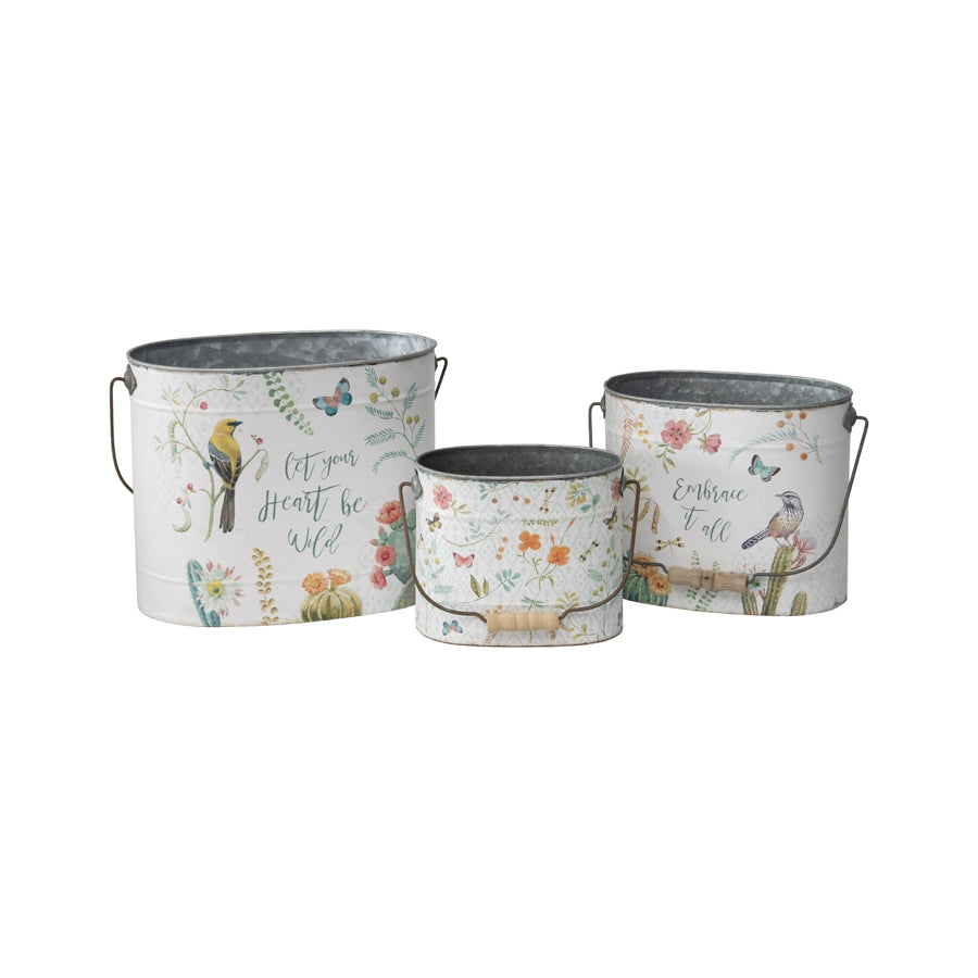 Set 3 Planter Storage Buckets 30cm