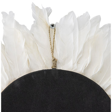 Handcrafted Round Hanging Feather & Shell Wall Art 40x40cm