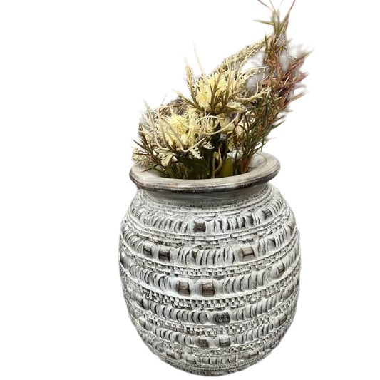 Handcrafted Natural Distressed Wooden Vase 29cm