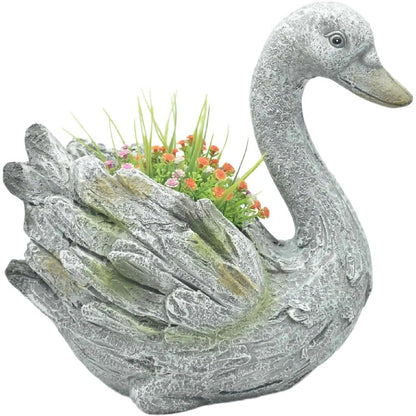 Elegant Swan Planter w Hole + Plug 34cm