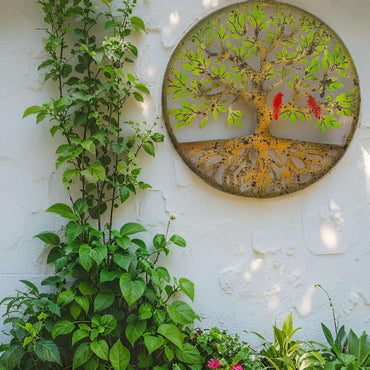 Round Laser Cut Tree Of Life w Roots + Birds 52cm