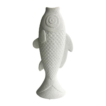 Contemporary White Fish Vase / Ornament 30cm