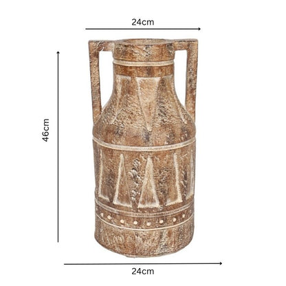 Aged Tribal Style Decorative Urn / Dried Flower Vase 46cm