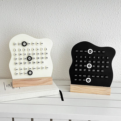 2 PCS White Minimalist Wooden Desktop Calendar Set - Stylish and Functional for Organizing Your Time