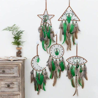 Star With Lights Boho Forest Dreamcatcher Wind Chime Pendant - INS Style Moonlit Serenity Decor