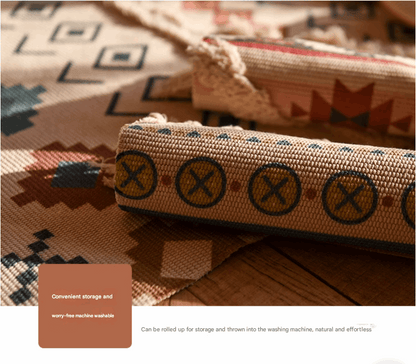 Handwoven Cotton Tassel Floor Rug for Bedroom or Living Room|Soft, Modern Geometric Design,60x90cm