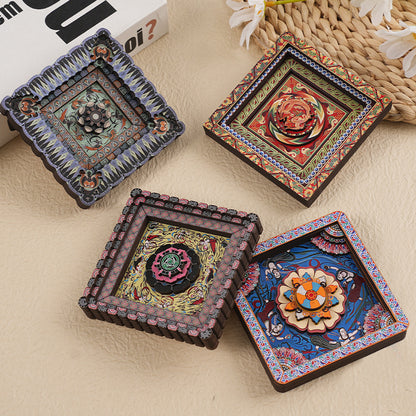 2-PCS 3D Wooden Fridge Magnet - Dunhuang Art Style, Creative Gift (Style 2)