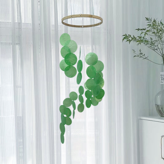 Green Bohemian Seashell Wind Chime - Dream Catcher Hanging Decor for Home