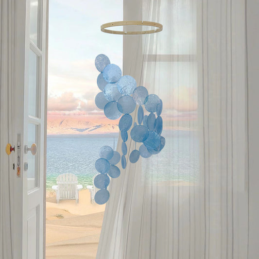 Blue Bohemian Seashell Wind Chime - Dream Catcher Hanging Decor for Home