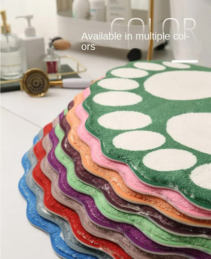 2 Pcs Orange And White Foot-Shaped Plush Bath Mat - Non-Slip Absorbent Bathroom Rug for Bedroom and Doorway (50x80cm)