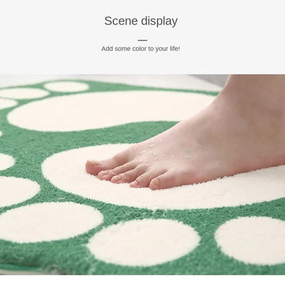 2 Pcs Orange And White Foot-Shaped Plush Bath Mat - Non-Slip Absorbent Bathroom Rug for Bedroom and Doorway (50x80cm)