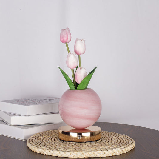 Pink Tulip Night Light - Floral Table Lamp for Bedroom Ambiance