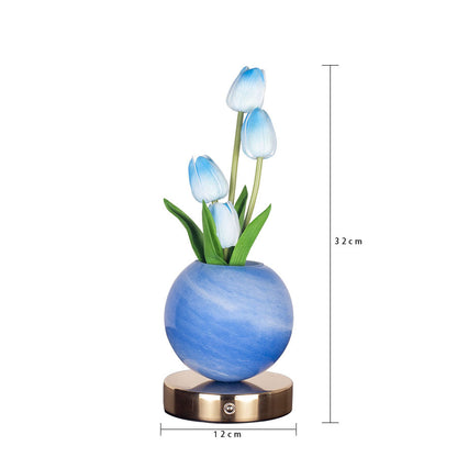 Blue Tulip Night Light - Floral Table Lamp for Bedroom Ambiance