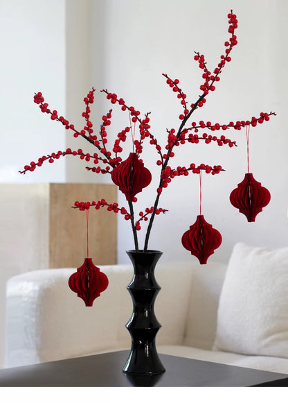 Glossy Black Ceramic Vase - Unique Bamboo-Look Design (25.5x9x7cm)