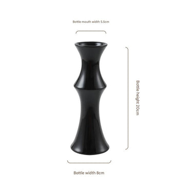 Glossy Black Ceramic Vase - Unique Bamboo-Look Design (20x8x5.5cm)